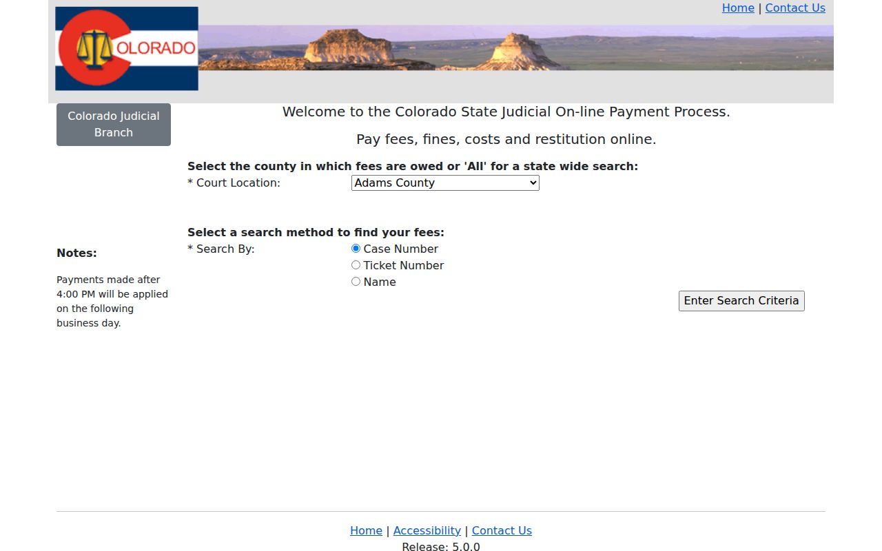 Fremont County case lookup through Colorado Judicial Online Payment