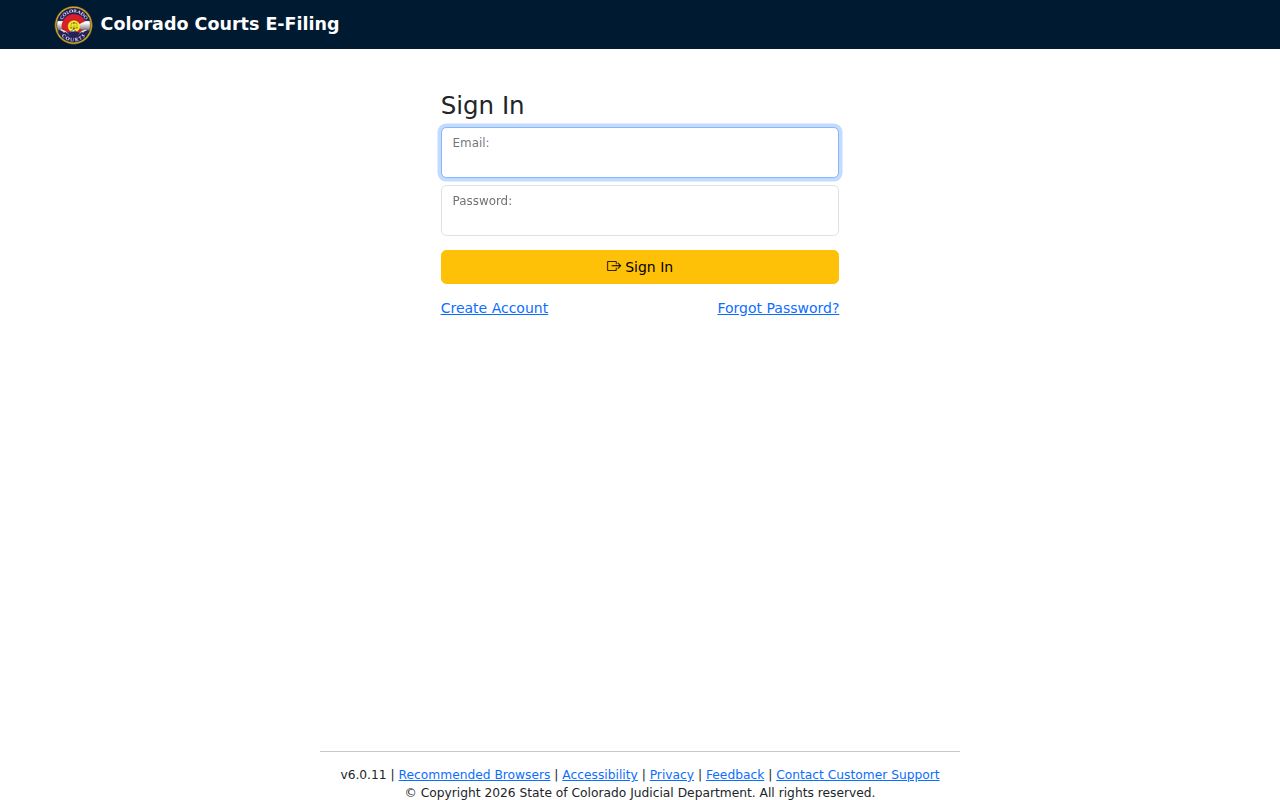 Colorado Courts E-Filing entry for Fremont County case records