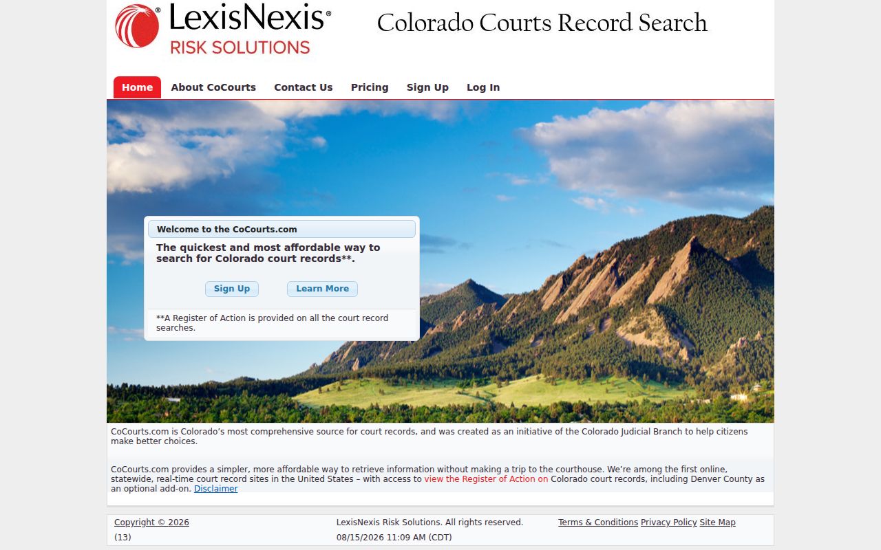 CoCourts statewide service used alongside Fremont County case lookup