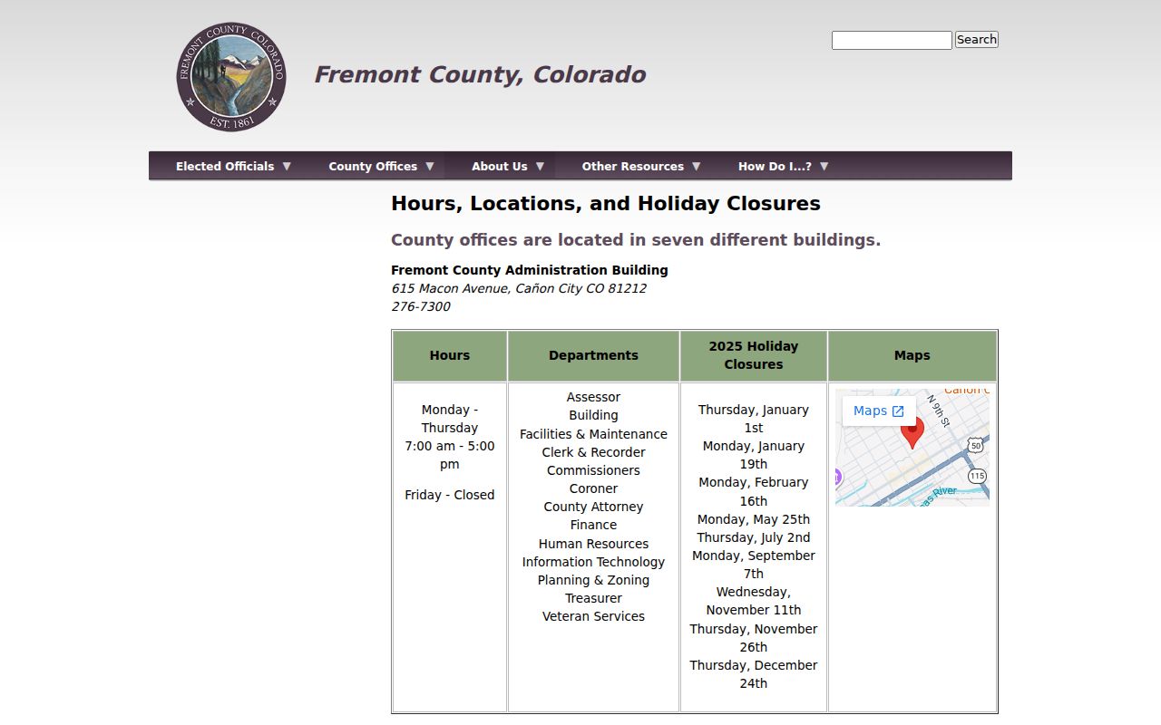 Fremont County closure information relevant to court date confirmation